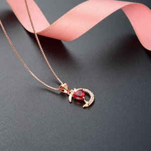 Heart Design Birthstone Sterling Silver Necklace